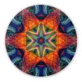 Psychedelisch farbiges Kaleidoskop-Muster Keramikknauf (Vorderseite)