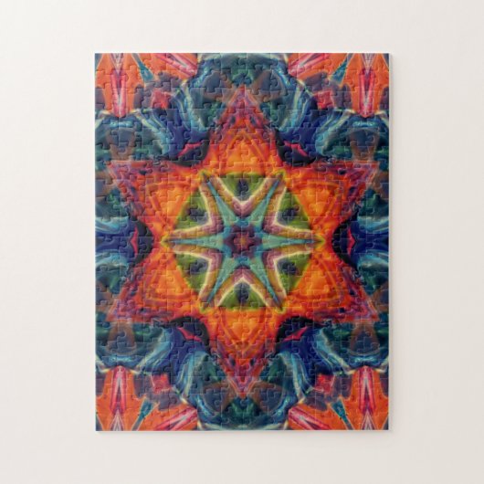 Psychedelisch farbiges Kaleidoskop-Muster Puzzle (Vertikal)