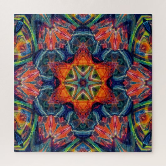 Psychedelisch farbiges Kaleidoskop-Muster Puzzle (Vertikal)