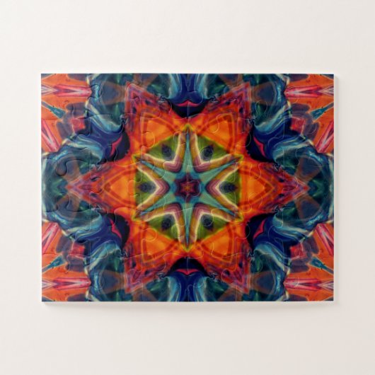 Psychedelisch farbiges Kaleidoskop-Muster Puzzle (Horizontal)