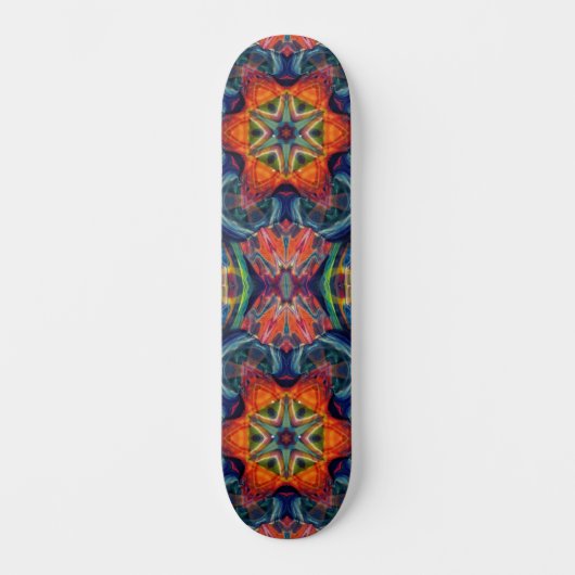 Psychedelisch farbiges Kaleidoskop-Muster Skateboard (Vorderseite)