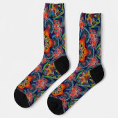 Psychedelisch farbiges Kaleidoskop-Muster Socken (Linkes Detail)