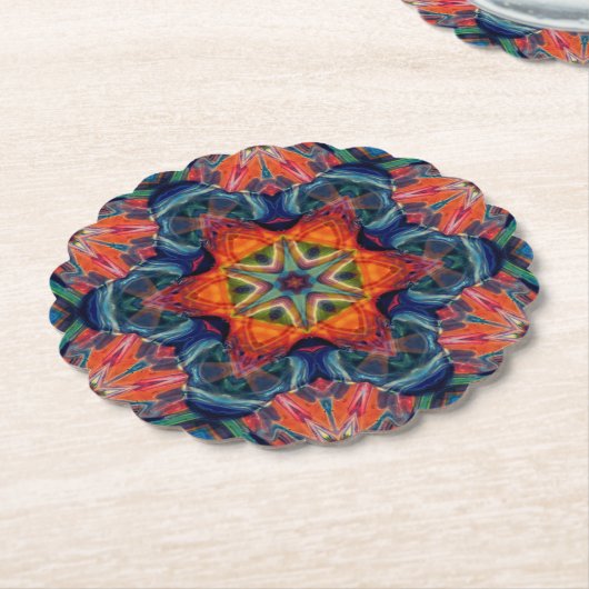 Psychedelisch farbiges Kaleidoskop-Muster Untersetzer (angewinkelt)