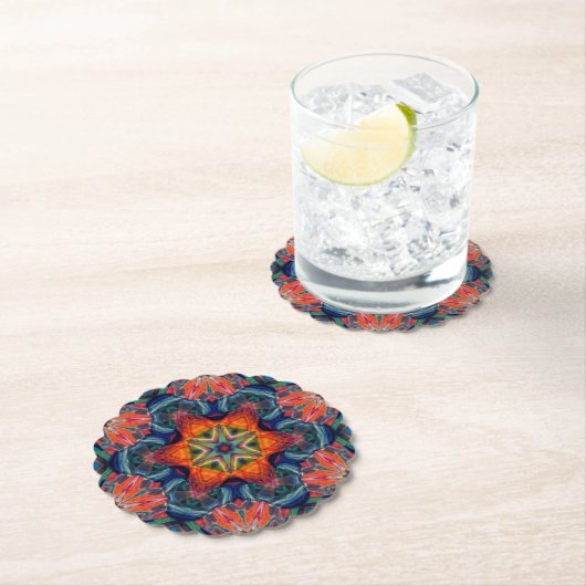 Psychedelisch farbiges Kaleidoskop-Muster Untersetzer (Vor Ort)