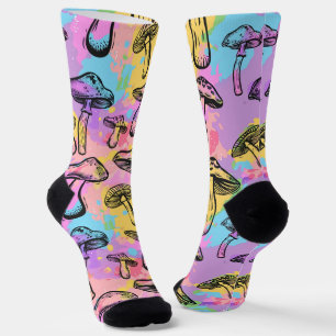 Psychedelisch farbiges Pilzmuster Socken