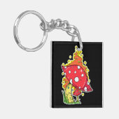 Psychedelisch flammendes Mushroom Illustration Art Schlüsselanhänger (Vorderseite links)