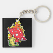 Psychedelisch flammendes Mushroom Illustration Art Schlüsselanhänger (Rückseite)