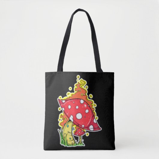 Psychedelisch flammendes Mushroom Illustration Art Tasche (Vorderseite)