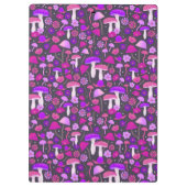 Psychedelisch florale Pilze Rosa, Lila & Schwarz Klemmbrett (Rückseite)