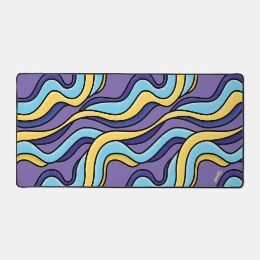 Psychedelisch Funky farbenfrohe Waves Retro Modern Schreibtischunterlage (Vorderseite)