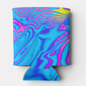 Psychedelisch gestreiftes Zebra: Neon Fluorescent  Dosenkühler (Rückseite)