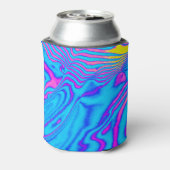 Psychedelisch gestreiftes Zebra: Neon Fluorescent  Dosenkühler (Kanne Rückseite)