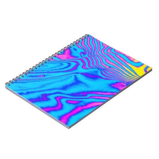 Psychedelisch gestreiftes Zebra: Neon Fluorescent  Notizblock (Linke Seite)