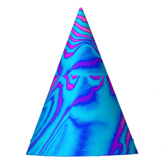 Psychedelisch gestreiftes Zebra: Neon Fluorescent Partyhütchen (Vorderseite)