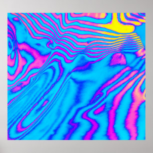 Psychedelisch gestreiftes Zebra: Neon Fluorescent  Poster