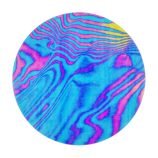 Psychedelisch gestreiftes Zebra: Neon Fluorescent Schneidebrett (Vorderseite)