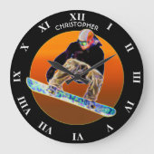 Psychedelisch glühende Snowboard-Snowboard Große Wanduhr (Vorderseite)