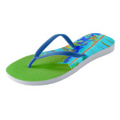 Psychedelisch Green Palm Fronds Tropical Badesandalen (Schrägansicht)