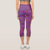 Psychedelisch Groovy Magenta Retro AtomWaves Capri Leggings (Rückseite)