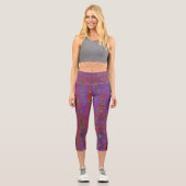 Psychedelisch Groovy Magenta Retro AtomWaves Capri Leggings (Vorderseite)