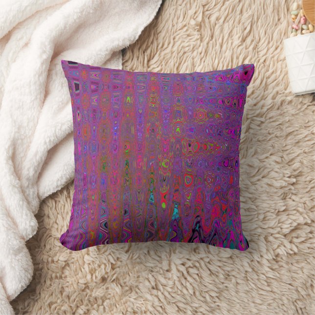 Psychedelisch Groovy Magenta Retro AtomWaves Kissen (Decke)