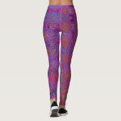 Psychedelisch Groovy Magenta Retro AtomWaves Leggings (Rückseite)