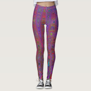 Psychedelisch Groovy Magenta Retro AtomWaves Leggings
