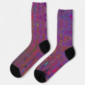 Psychedelisch Groovy Magenta Retro AtomWaves Socken (Linkes Detail)