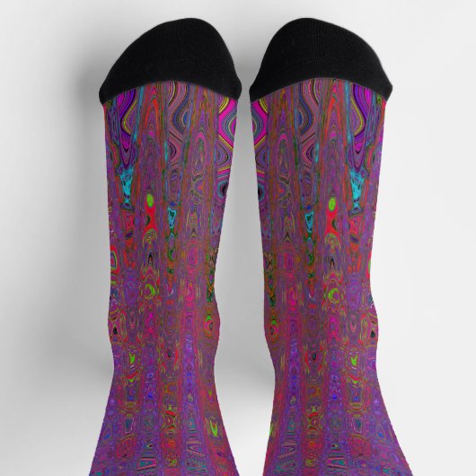 Psychedelisch Groovy Magenta Retro AtomWaves Socken (Oben)
