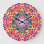 Psychedelisch Groovy Pink Liebe Glam Mandala Große Wanduhr (Vorderseite)