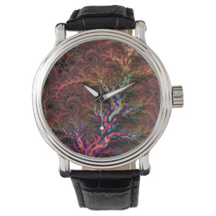 Psychedelisch Groovy Trippy Funky Farbige Fraktal Armbanduhr