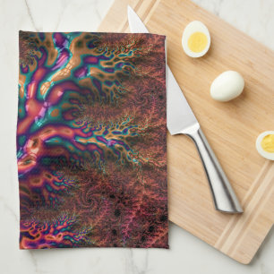 Psychedelisch Groovy Trippy Funky Farbige Fraktal Küchentuch