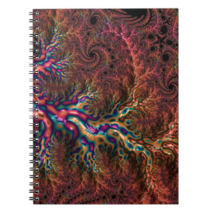 Psychedelisch Groovy Trippy Funky Farbige Fraktal Notizblock