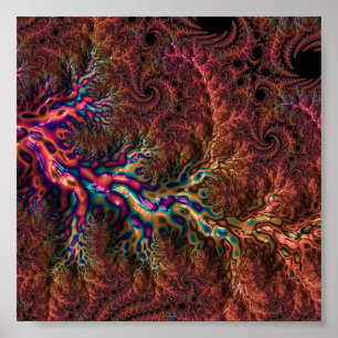 Psychedelisch Groovy Trippy Funky Farbige Fraktal Poster