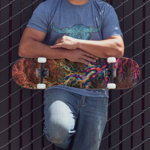 Psychedelisch Groovy Trippy Funky Farbige Fraktal Skateboard