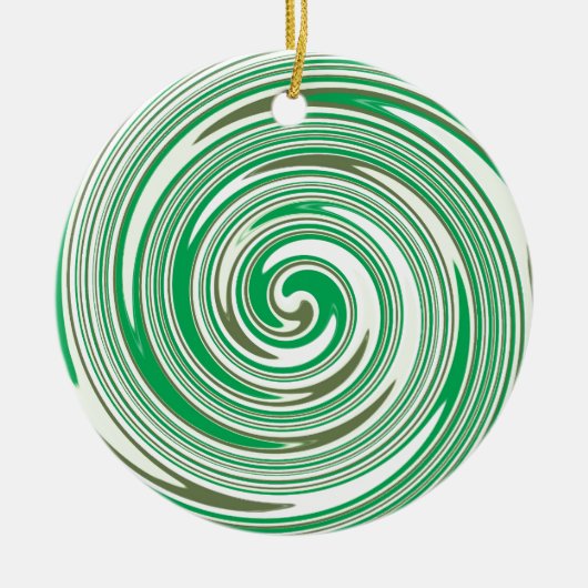 Psychedelisch-grünes Pinwheel-Design Keramikornament (Vorne)