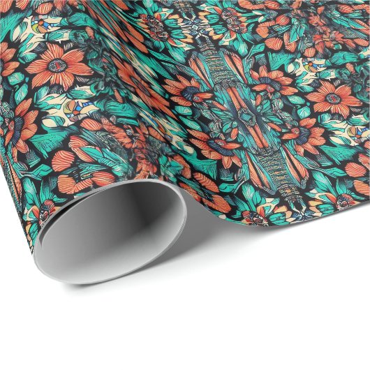 Psychedelisch-hawaiisch Geschenkpapier (Rolleneckpunkt)
