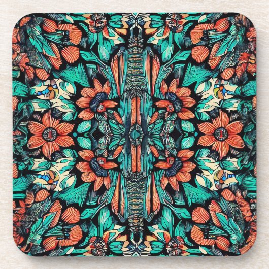 Psychedelisch-hawaiisch Getränkeuntersetzer (Vorderseite)