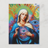 Psychedelisch Heilige Böse Augen Schutz Mary Postkarte (Vorderseite)