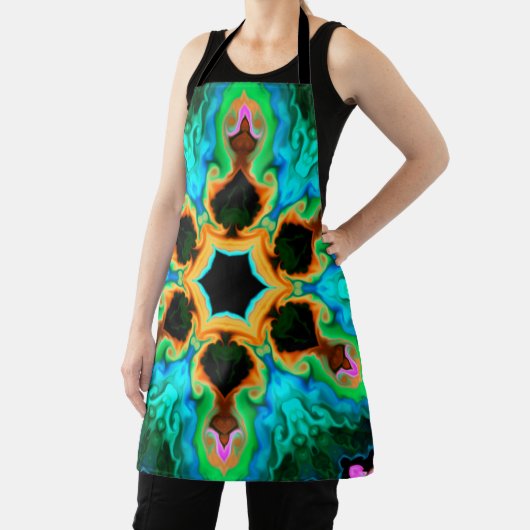 Psychedelisch Hippie Aquamarin Orange und Black Schürze (InSitu)