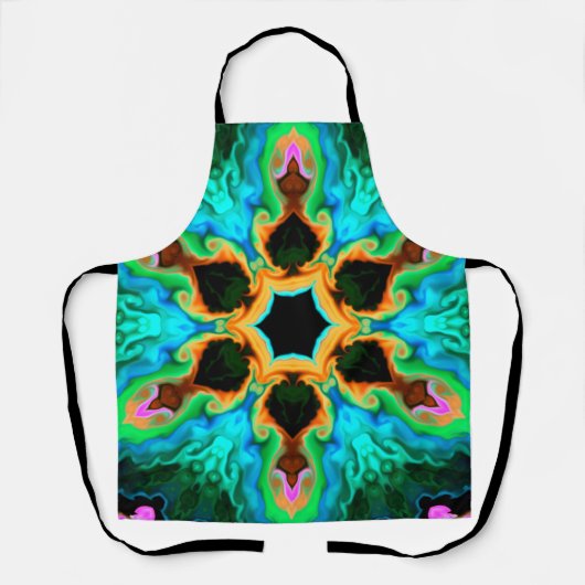 Psychedelisch Hippie Aquamarin Orange und Black Schürze (Vorderseite)