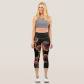 Psychedelisch Hippie Black Gold und Lila Leggings (Vorderseite)