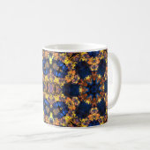 Psychedelisch Hippie Blau und Gelb Kaffeetasse (VorderseiteRechts)