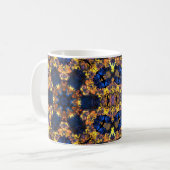 Psychedelisch Hippie Blau und Gelb Kaffeetasse (Vorderseite Links)