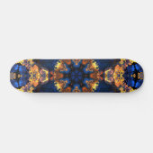 Psychedelisch Hippie Blau und Gelb Skateboard (Horizontal)