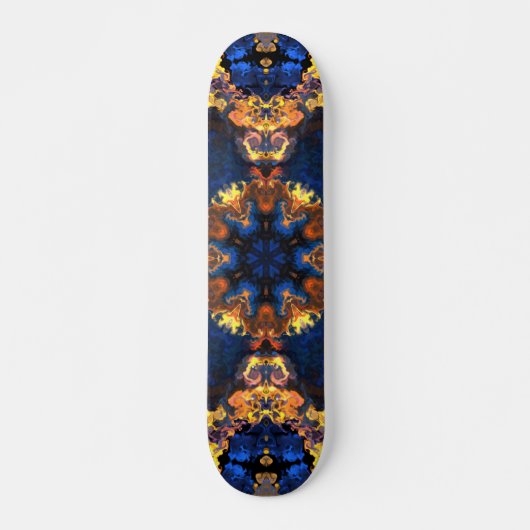 Psychedelisch Hippie Blau und Gelb Skateboard (Vorne)