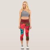 Psychedelisch Hippie Blau und Rote Leggings (Vorderseite)