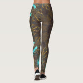 Psychedelisch Hippie Blue Gold und Dunkelrot Leggings (Rückseite)