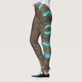 Psychedelisch Hippie Blue Gold und Dunkelrot Leggings (Links)