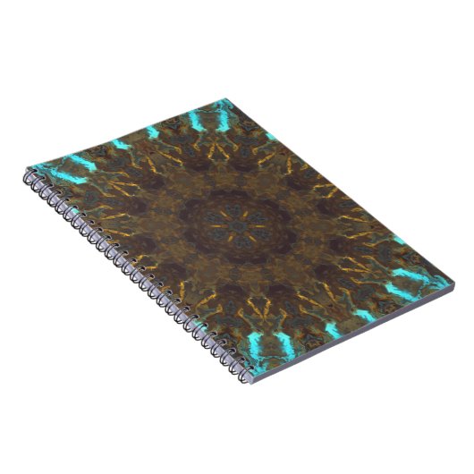 Psychedelisch Hippie Blue Gold und Dunkelrot Notizblock (Rechte Seite)